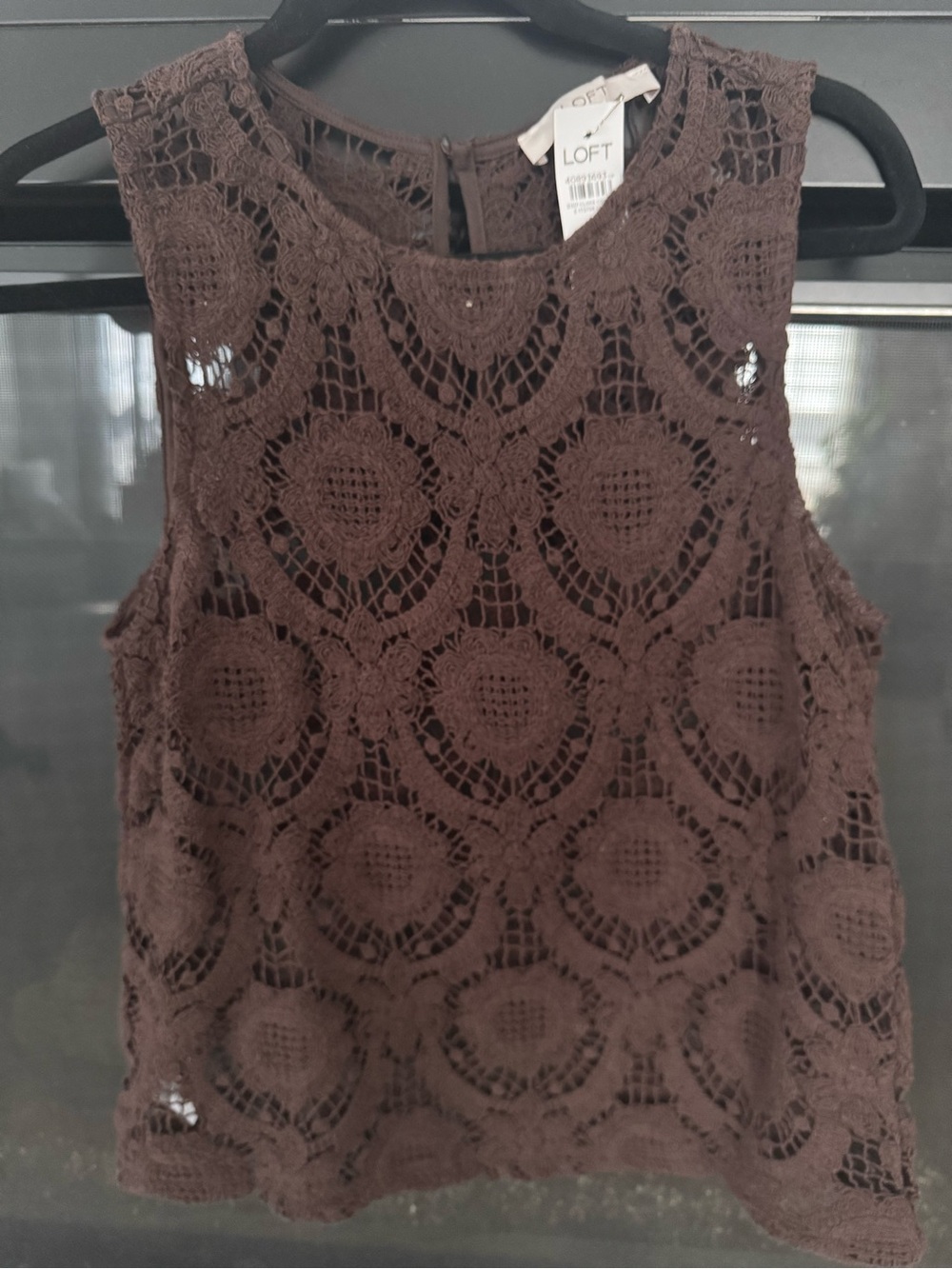 LOFT Dark Brown Crochet Lace Sleeveless Camisole